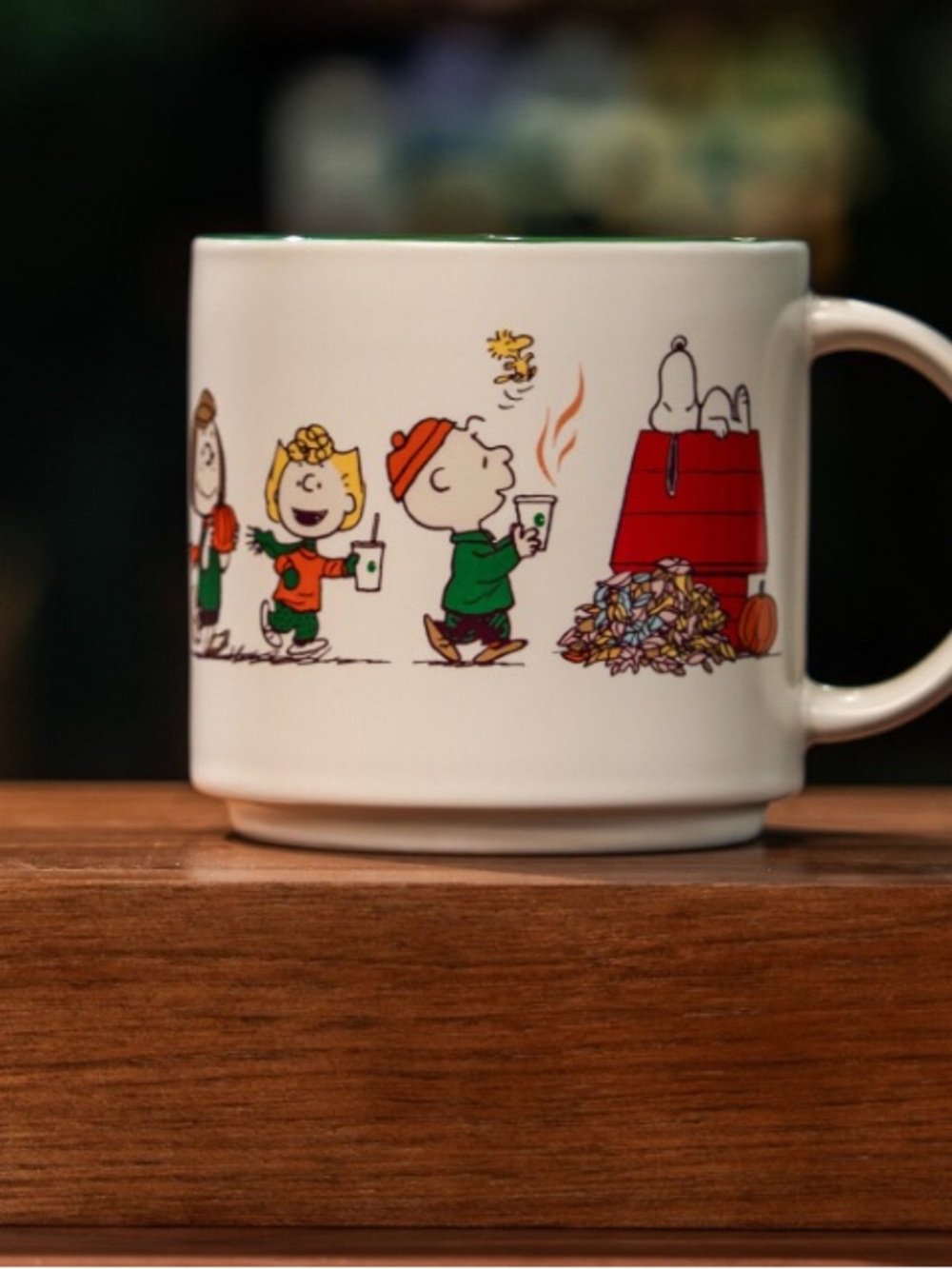 White Peanuts Character Ceramic Mug with Red & Green Accents